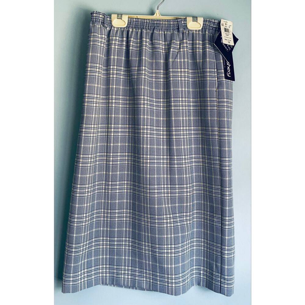 Vintage 90s Leslie Fay Haberdashery Plaid Skirt Pockets Size 16 Made USA NWT